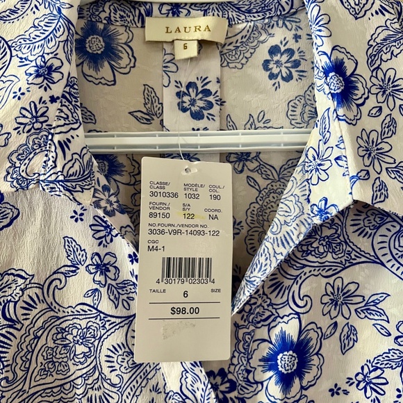 NWT Floral Paisley Print Button-Up Tunic by Laura Size 6 - Picture 6 of 8